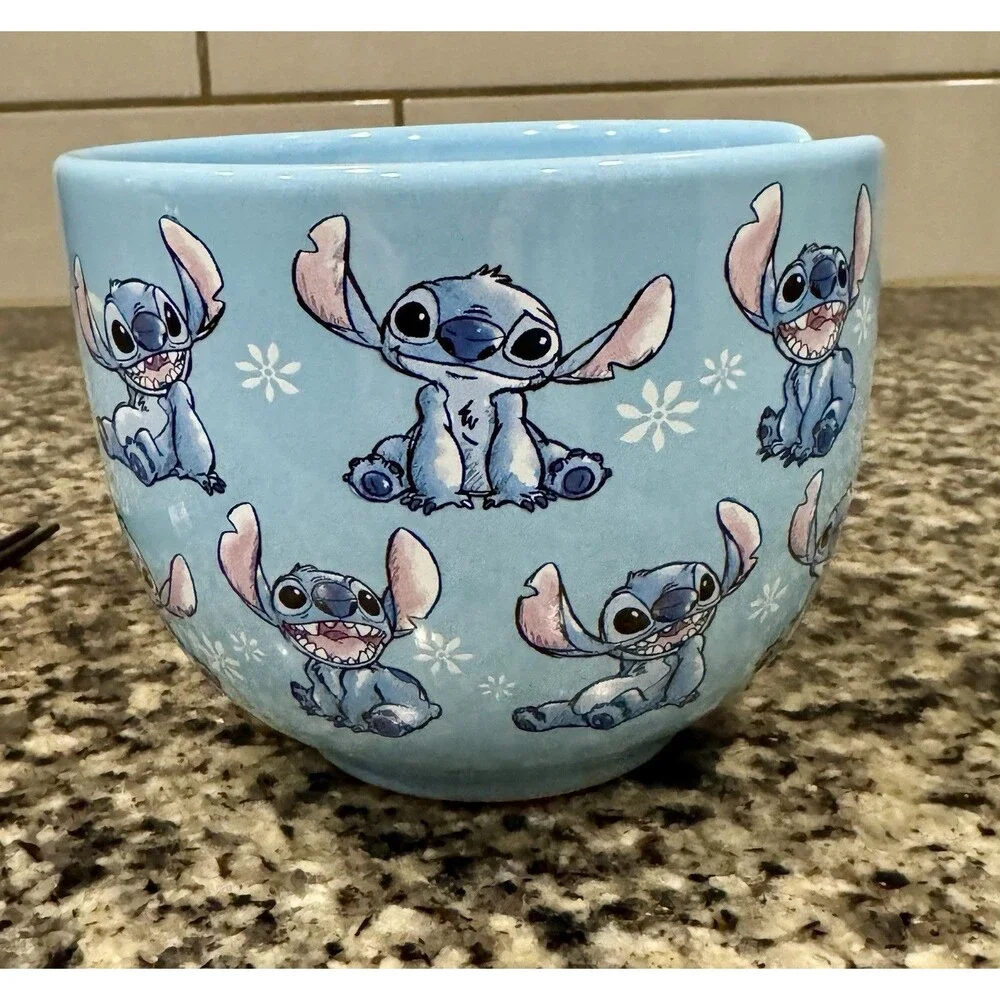 Silver Buffalo Disney Lilo Stitch 20oz Ceramic Rice Bowl & Chopstick Dinning Set